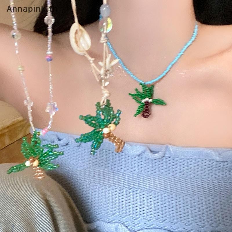 Ank Bohemian Handmade ข้าวลูกปัดสร้อยคอผู้หญิงสาวลูกปัดสีฟ้าดอกไม้มุกซ้อน Collarbone Chain Beach Holiday เครื่องประดับ EN