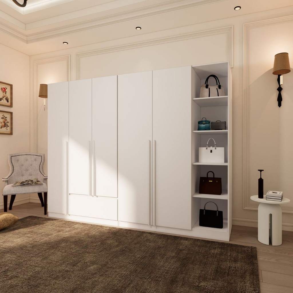 Looms  ชุดตู้เสื้อผ้าบานเปิด รุ่น REMUS B+D สีขาว - รูปที่ 3