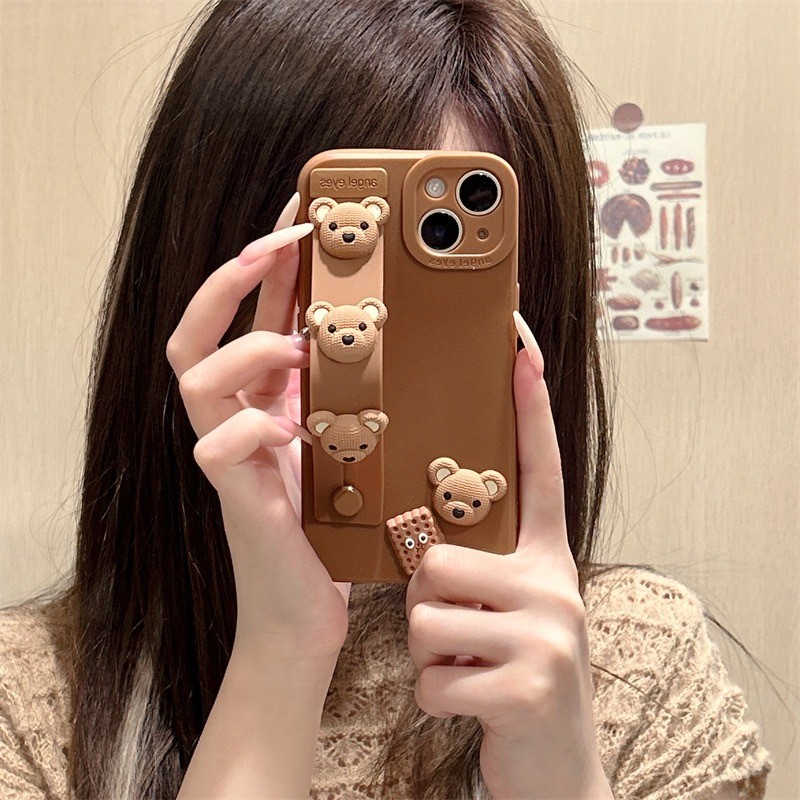 เข้ากันได้สำหรับ Xiaomi Redmi Note 14 13 Pro 12S 11S 10S 9S Redmi 15C 14C 13C A5 A3 A2 A1 12C 10C 9A 9C 9T หลาย3Dน่ารักหมีสายรัดข้อมือโทรศัพท์กรณี
