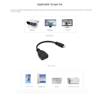 ส่งไว ประกัน1ปีเต็ม! ยาว 6นิ้ว Micro HDMI สายชายหญิง HD อะแดปเตอร์แปลง10ซม.Micro-HDMI To HDMI