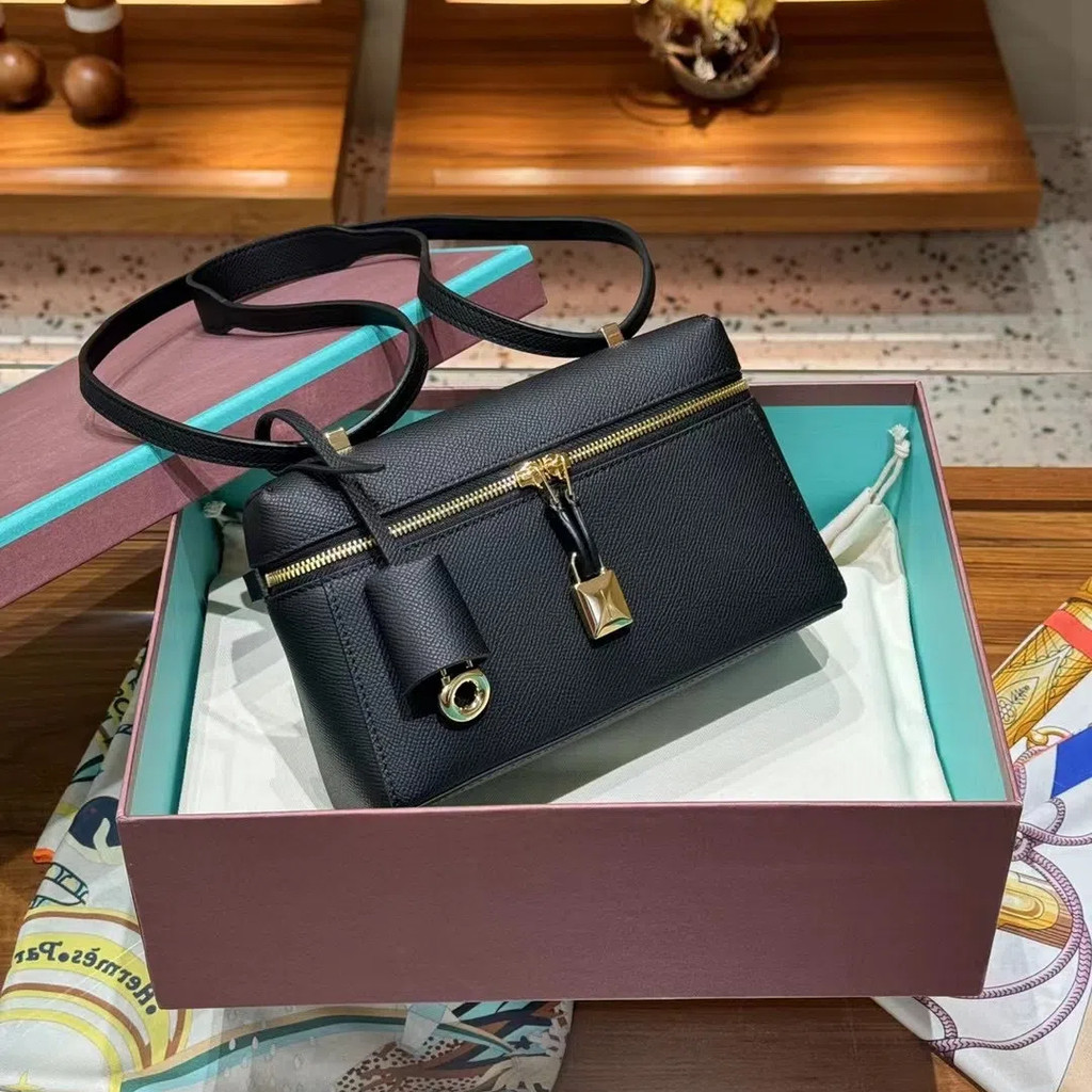 Loro * Piana กระเป๋าสะพายหนังแท้คุณภาพสูง exLp19 Box Bag กระเป๋าเครื่องสําอางขนาดเล็ก