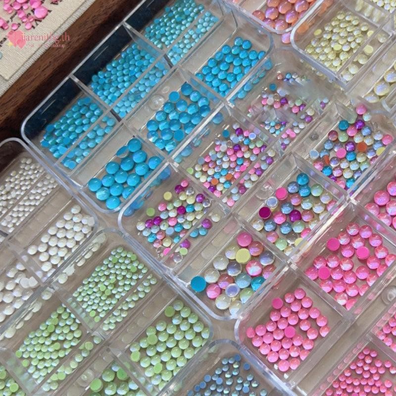 RENBG สีสัน Mermaid Bubble ลูกปัดครึ่งรอบด้านล่างแบนเงา Aurora ขนาดผสมสี Candy Nail Art อุปกรณ์เสริมตกแต่งเล็บ TH ราคา ถูกที่สุด ดีลบีเคเค แกลเลอรีภาพที่ 2