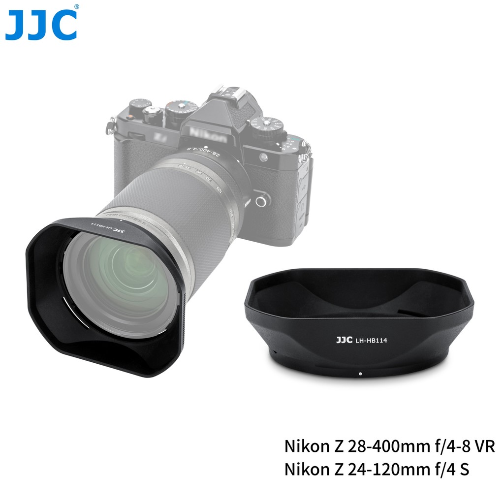 JJC Lens Hood ฝาครอบเลนส์กล้อง Nikon NIKKOR Z 28-400mm F4-8 VR & Z 24-120mm F4 S เลนส์, เปลี่ยนเลนส์ Nikon HB-114