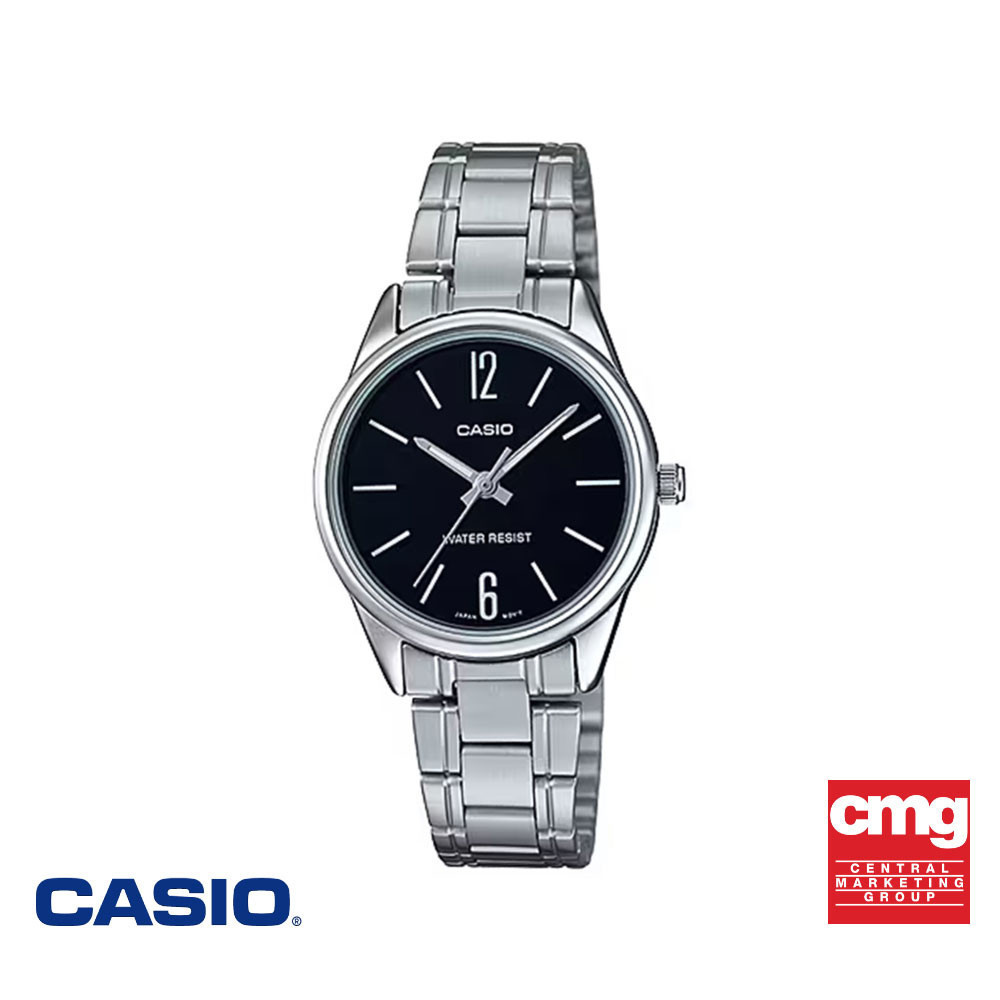 CASIO นาฬิกาข้อมือ CASIO รุ่น LTP-V005D-1BUDF วัสดุสเตนเลสสตีล สีดำ