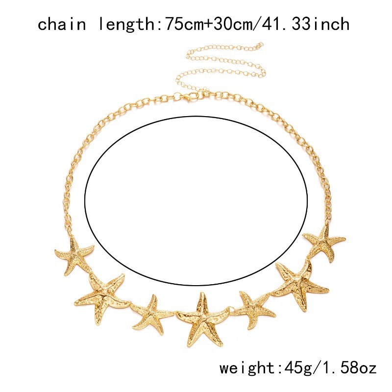 ผู้หญิงทองโอ้อวดปลาดาวเอวโซ่ชั้นเข็มขัดเครื่องประดับ Bold Boho Beach Party อุปกรณ์เสริม Electroplated Finish - รูปที่ 4