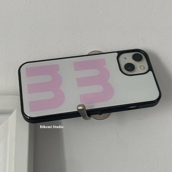 เกาหลี Ins Bloggers เดียวกันตัวอักษรเรียบง่าย PINK M Soft Edge Case สําหรับ Iphone16promax/15pro/16/12/13/14pro เคสโทรศัพท์
