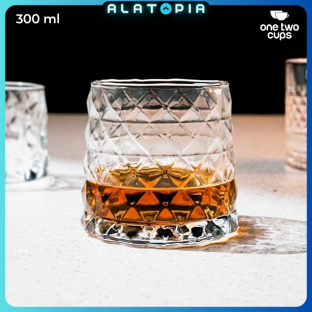 One Two Cups Whisky Crystal Diamond Rock Glass 300ml - YJ-30