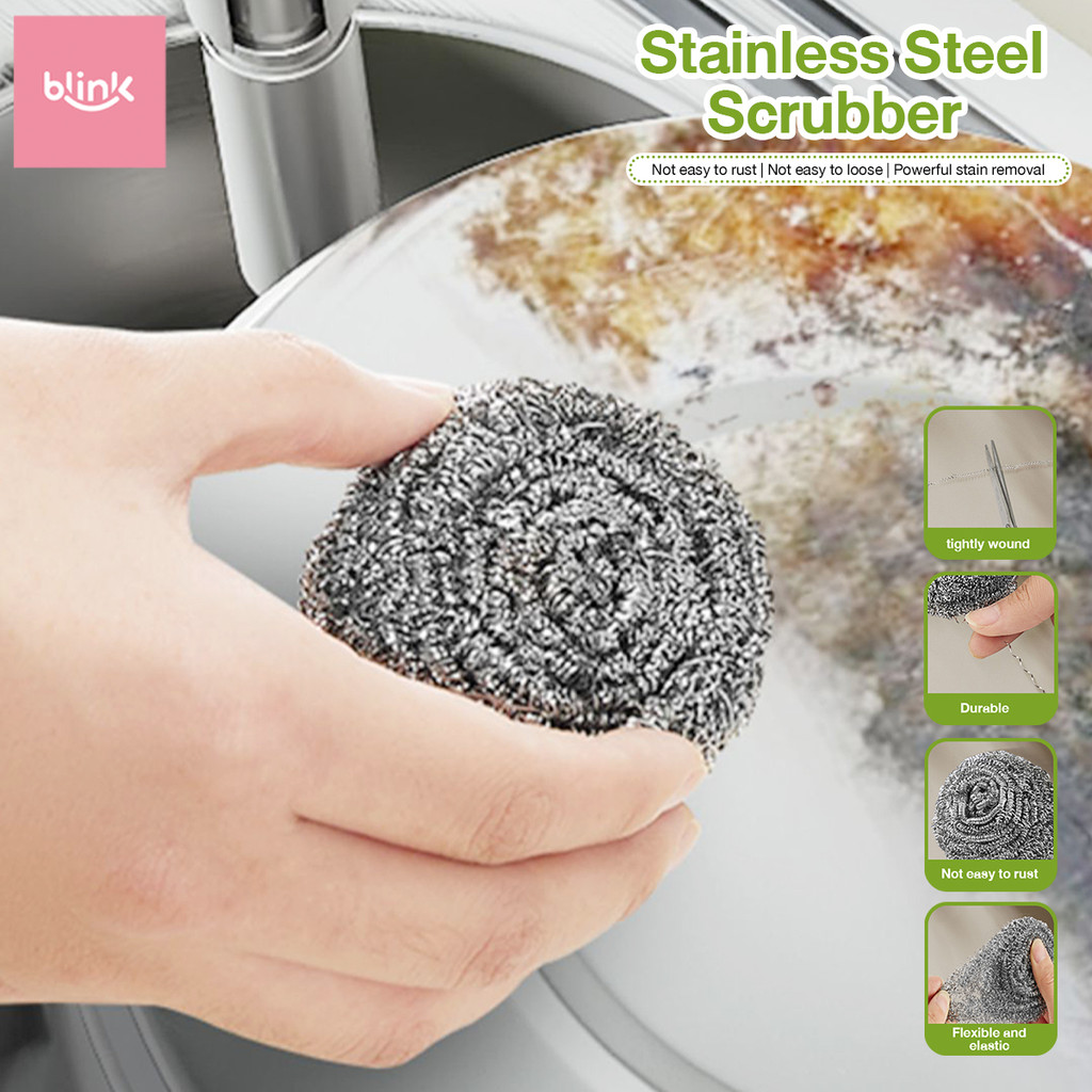 12 ชิ้น/แพ็ค Scouring แปรงลวดทําความสะอาด Ball แปรงสแตนเลส Scrubber Berus Dawai Besi Cuci Periuk 钢丝绒