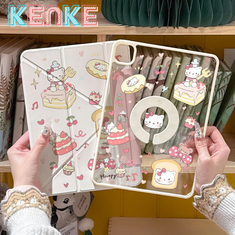 เคส ipad เคสไอแพด Kenke 2-in-1 หมุนได้ 360° แยกได้ แม่เหล็ก สำหรับแท็บเล็ต ดีไซน์น่ารักการ์ตูนอนิเมะสัตว์แมว สำหรับไอแพด M3 Air ขนาด 11 นิ้ว M2 Air 13 นิ้ว gen 10 A16 ไอแพด Air 4 5 6 7 M4 pro 11 inch 12.9 pro 13 รุ่น 7 8 9 (10.2) case ipad