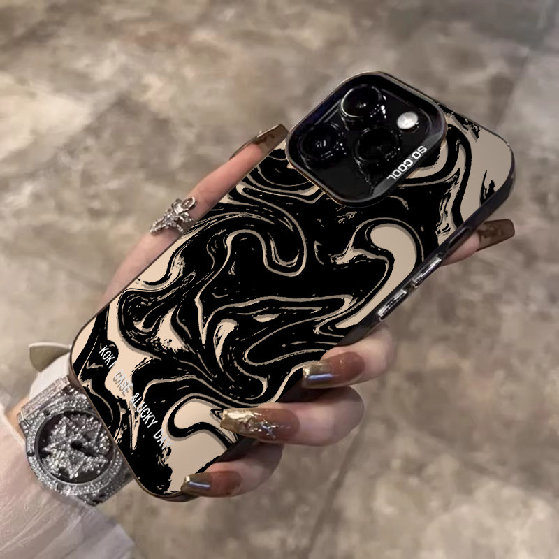 ❤️จัดส่งทันที❤️เคสไอโฟน11 12 13 14 15 16 17 Pro Max black ink matte shockproof Case For iPhone XR,XS,7/8P,LUS,14+,16PM - รูปที่ 3