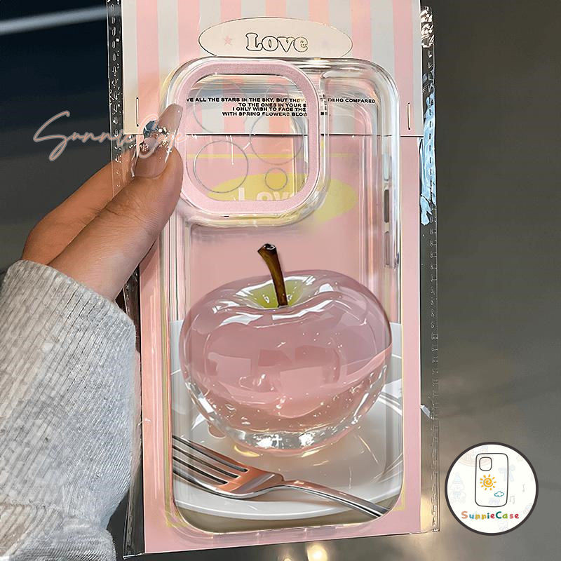 TPU โปร่งใส เคสไอโฟน สำหรับ IPhone 17 12 16 air 11 13 15 14 Pro Max XS XR X 7Plus Max 7 8 Plus SE แอปเปิ้ลโปร่งใสสีชมพู - รูปที่ 2