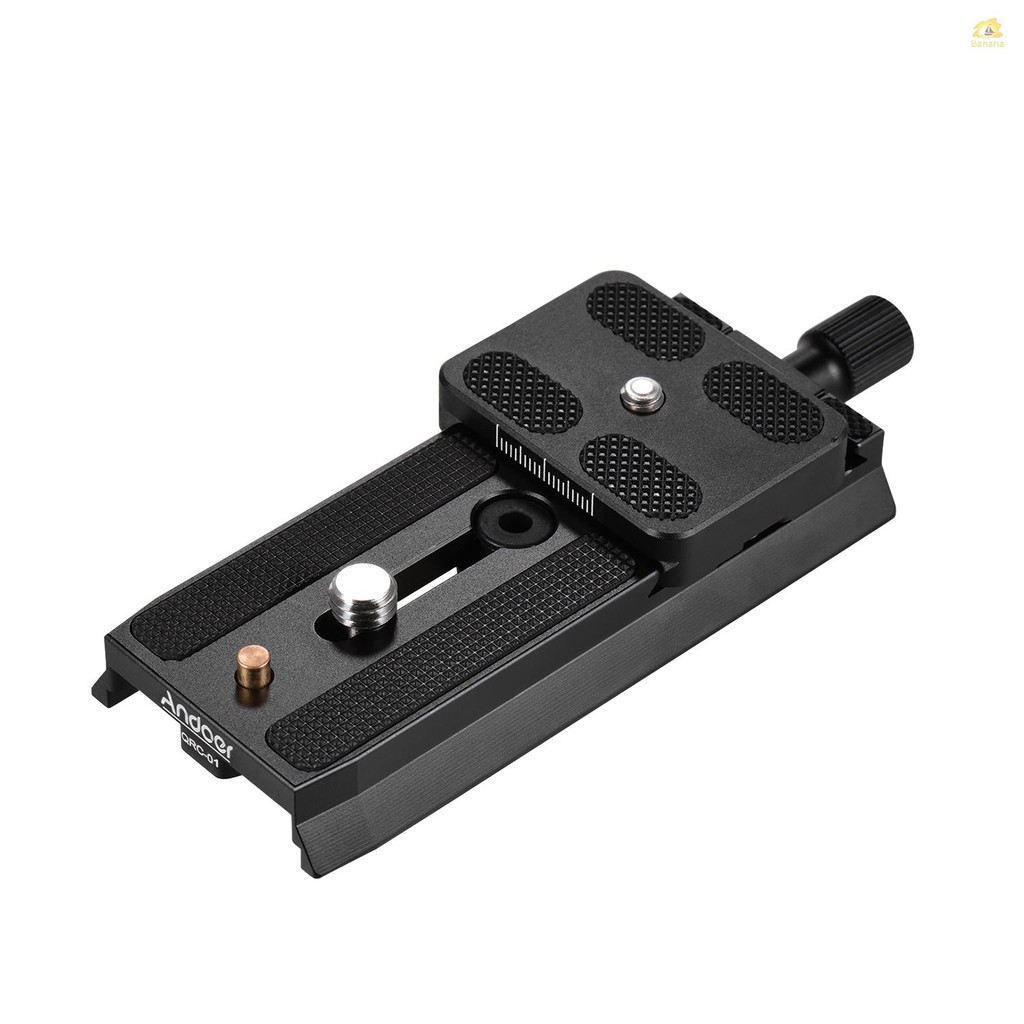 Andoer QRC-01 Quick Release Plate QR Plate อลูมิเนียม 1/4 นิ้ว & 3/8 นิ้วสกรู Compatibel พร้อม Manfr