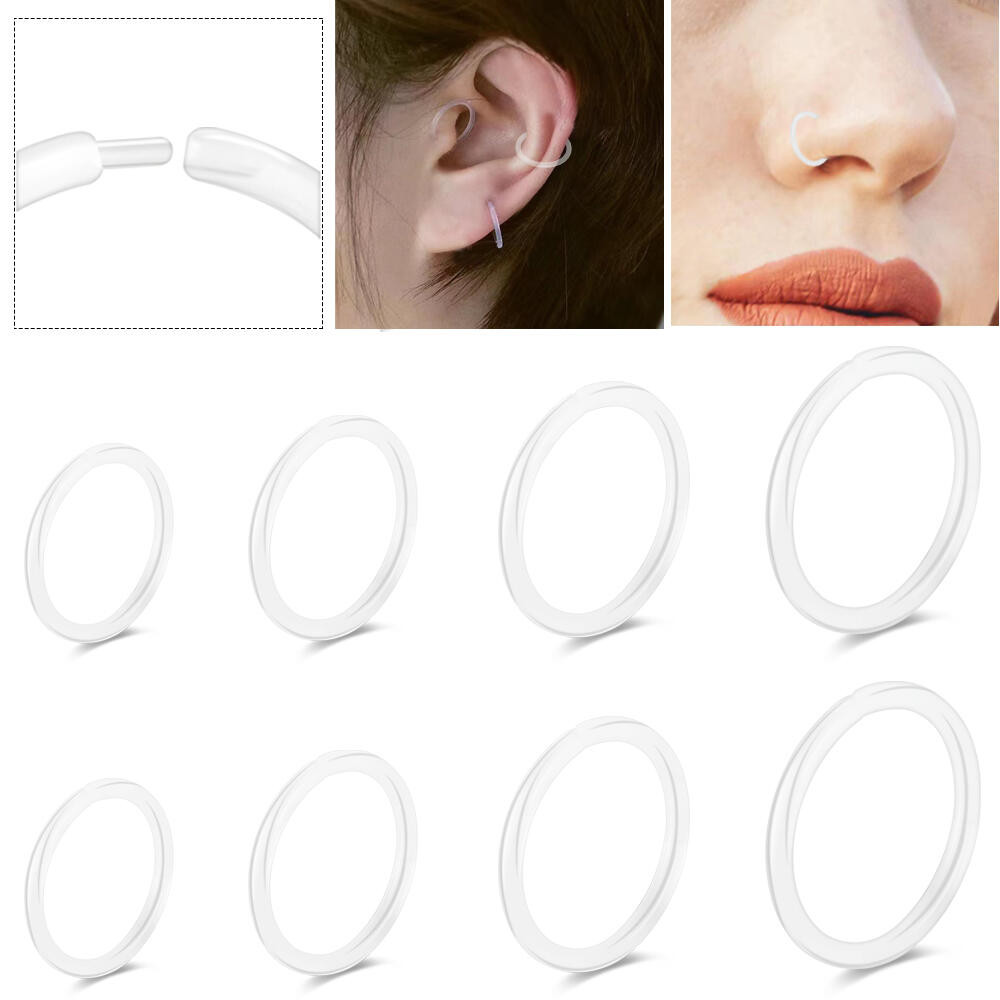 1 PC อะคริลิคต่างหูเจาะ 18G/16G/14G Nostrail แหวนจมูก 6/8/10/12 มม.เกลียวกระดูกอ่อน Rook Conch ต่างหูเรซิ่นจมูกสตั๊ดสําหรับผู้หญิงและผู้ชายโปร่งใส