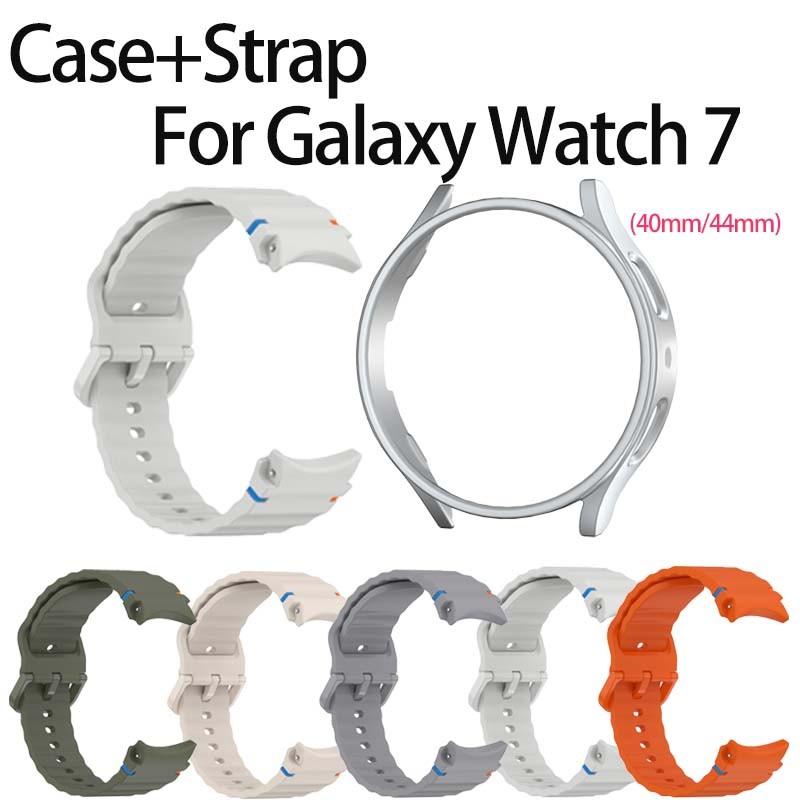 2 in 1 Strap + สําหรับ Samsung Watch 7 40 44 มม. + PC สําหรับ Galaxy Watch 7 40 มม.44 มม.ป้องกันหน้า