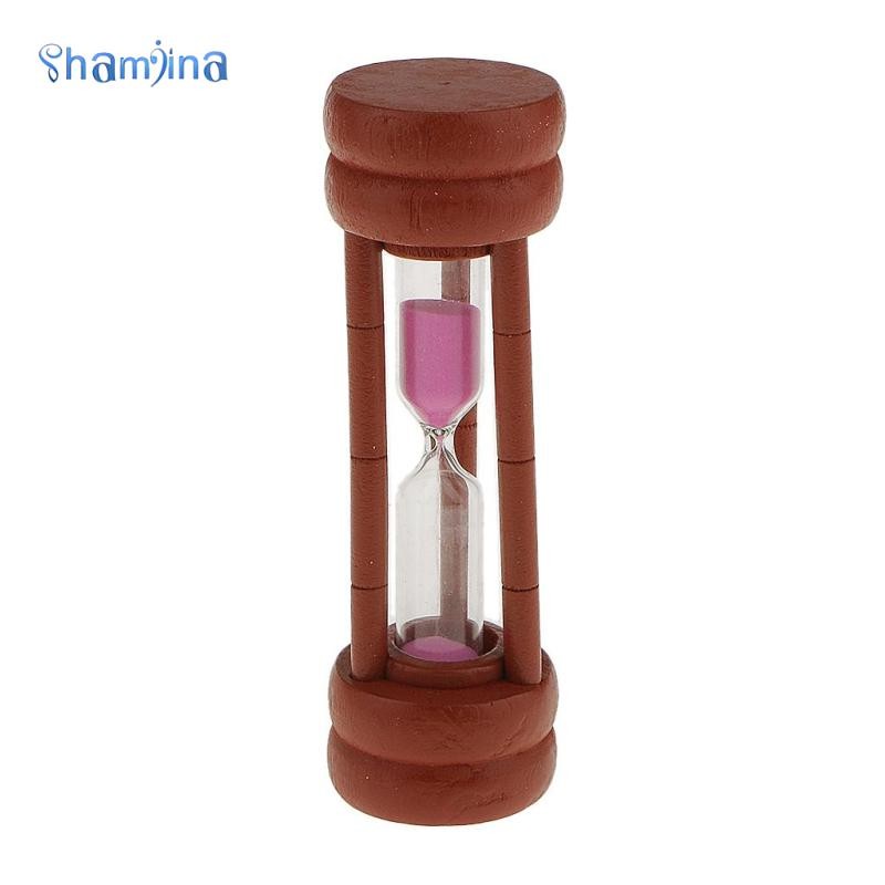 Shamjina 2 นาที Maroon Wooden Sand Timer แปรงฟันนาฬิกาทรายตกแต่งโต๊ะสีชมพู