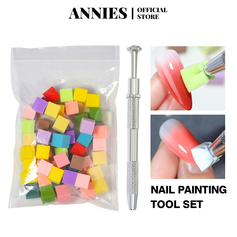 【จัดส่งภายในประเทศ】มินิ 50 ชิ้น ฟองน้ำยาทาเล็บ 1 ซม. ก้อนเต้าหู้ ไล่เฉดสีบลัชออน ทรงสี่เหลี่ยมเล็ก ชุดเครื่องมือเล็บ