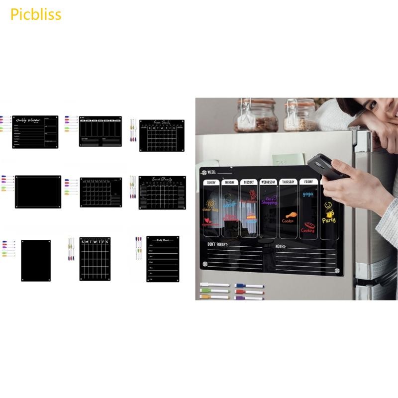 Picbliss Magnetic Calendar กระดานดํา Weekly Planner ปฏิทินตู้เย็น To-do-list Board