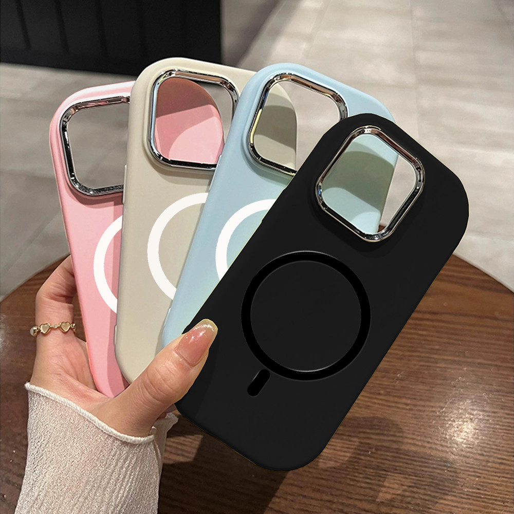 สีทึบเรียบง่ายแม่เหล็กกระจายความร้อนเคสโทรศัพท์Vivo V60 V50 V40 V30 Pro V30E V29E V29 Lite V27 V27E V25 V23 V20 Proปลอกคู่Shock Softเคลือบกรอบกระจกฝาครอบ