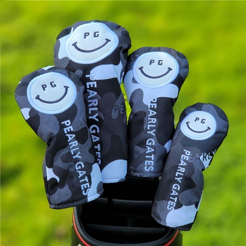 PEARLY GATES Golf Headcover Golf Wood Head Cover for Driver(460cc),Fairway,Hybrid(UT) Woods Smile Pattern Waterproof Golf Covers – โปรปัง