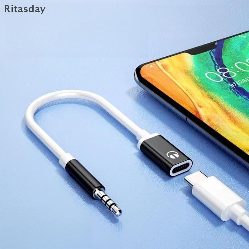 Ritasday 1 ชิ้น 3.5 มิลลิเมตรชาย Type-C หญิงหูฟัง Aux Cable Converter Type-C ถึงแบนหูฟังรอบหัวอะแดปเตอร์สายใหม่