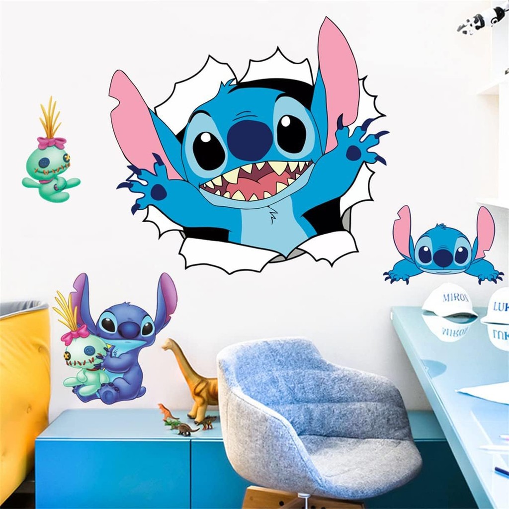 สติ๊กเกอร์ติดผนัง Stitch Boy Wall ตกแต่งห้องเด็ก pvc self-กาว Stitch Angel การ์ตูนการ์ตูน graffiti สติกเกอร์ห้องนอน