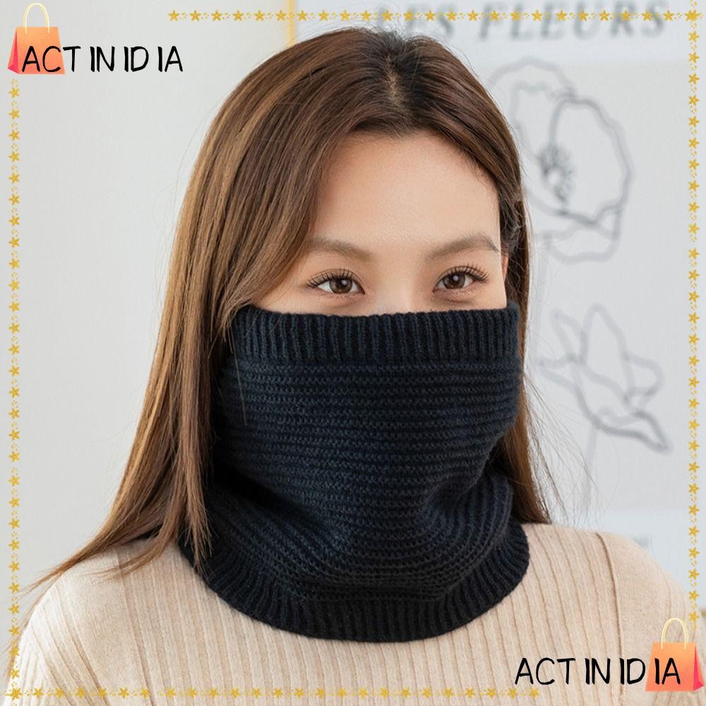 Actiinidia ฤดูหนาวคออุ่น, สีทึบกันลมนุ่มถักผ้าพันคอ,แฟชั่น Thicken Plush ขี่จักรยาน Face Thermal Neck Gaiter