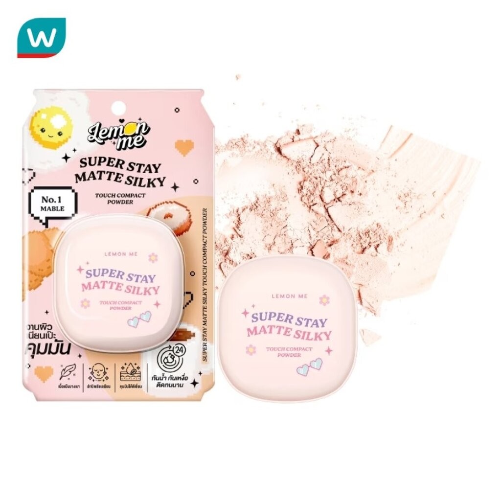Lemon Me เลม่อน มี ซูเปอร์ สเตย์ แมตต์ ซิลกี้ ทัช คอมแพคท์ พาวเดอร์ 9ก. 01 มาเบิล