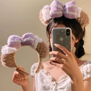 DCL-ที่คาดผมโบว์หูหมีน่ารักสีม่วงสีสันสดใส