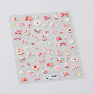 [Meow.sensei] magico Moji Tietsu Cartoon Relief Finger Sticker Pro Frosted Thin Shore Sticker TS-3814 Strawberry Mousse