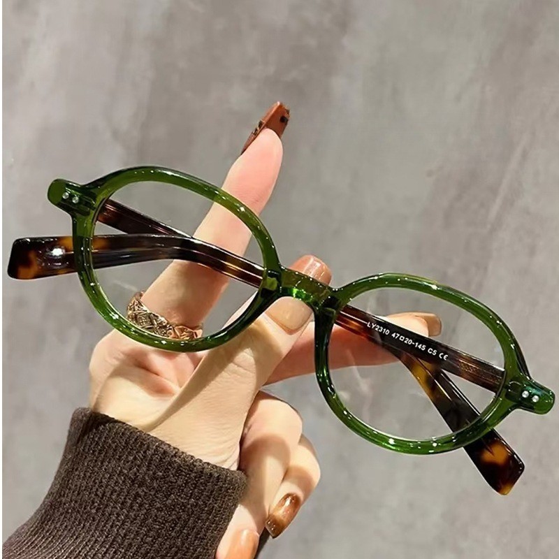 อินเทรนด์ Y2K Retro Oval Square Blue Green กรอบแว่นตาขนาดเล็กแว่นตาวินเทจ