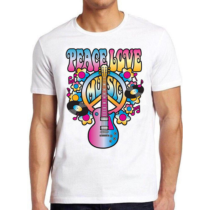 Peace Love Music Guitar Funny Meme Tee T Shirt M720