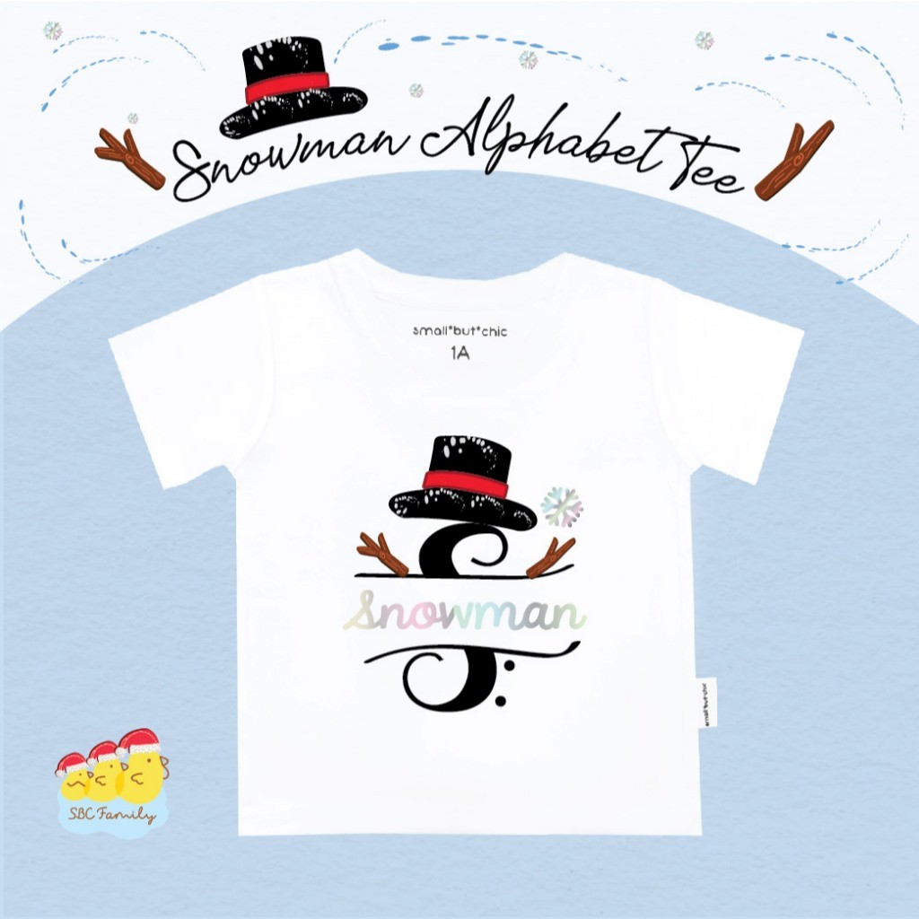 เสื้อคริสมาสต์ทรงแคบ children Christmas Alphabet T-shirt 100-150