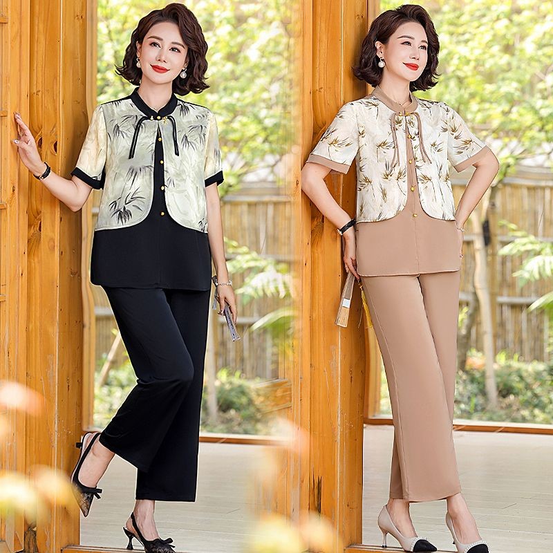 ✨ชุดสูทลําลองสตรีผู้สูงอายุวัยกลางคนสไตล์จีนใหม่ stz-7777