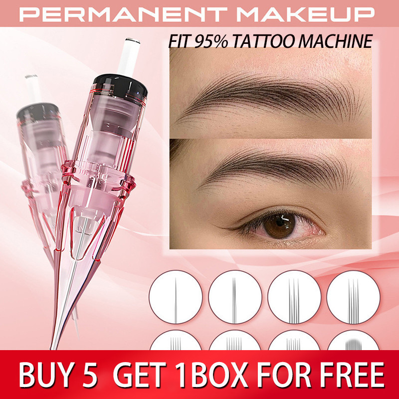 Available/ซื้อ 5 กล่องรับ 1 กล่องฟรีNew 10 ชิ้น/กล่อง DRAGONHAWK Pink Tattoo Eyebrow Machine ปากกาถาวร Makup สักเครื่อง 0.35 1rl 3rl 5F 3KF เปลี่ยนอุปกรณ์