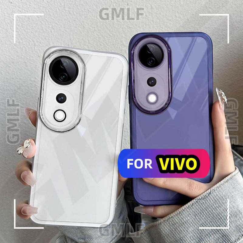 สําหรับ 2in1 พร้อมป้องกันกล้องเคสโทรศัพท์สําหรับ Vivo V40 5G V40E VivoV40 V 40 Pro V40Pro 5G นุ่มกันกระแทกกล้องเลนส์ป้องกันปลอกสแควร์ชุบปกหลัง