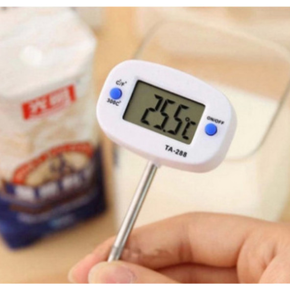 พร้อมส่ง เทอร์โมมิเตอร์ปรับคอได้ วัดอุณหภูมิความร้อนอาหาร LCD สีขาว