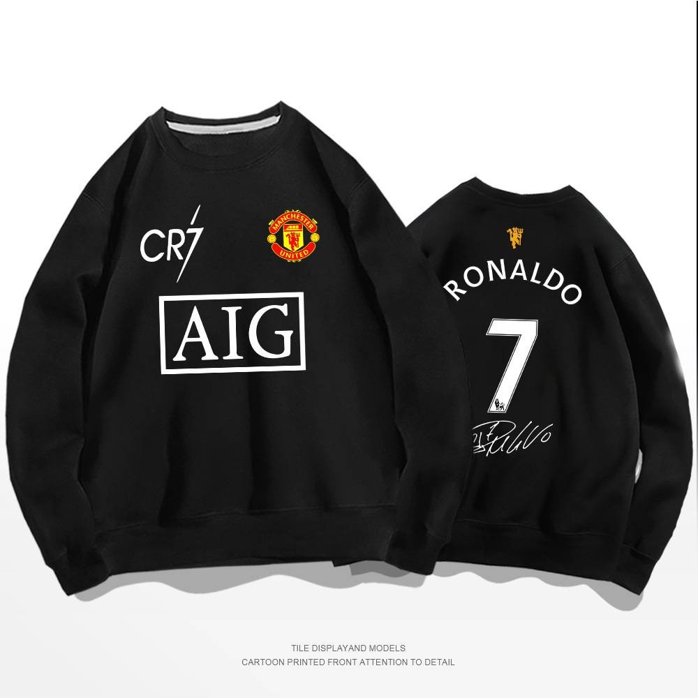 (จัดส่งตลอด 24 ชั่วโมง)Fanfei โรนัลโด้ MUN FC Cr7 เสื้อกันหนาวแขนยาวเสื้อกีฬาเสื้อหลวมเสื้อสเวตเตอร์ Unisex คอกลม11