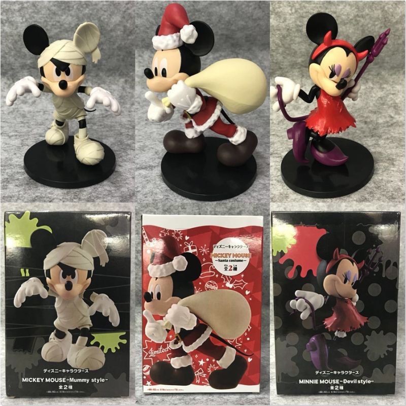 Disney Three Mickey Mouse Christmas Mickey Mummy Mickey Little Devil Minnie Boxed Figure Model VT1210