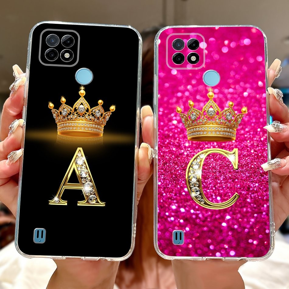 สําหรับrealme C21Y C25Y C21 ใหม่แฟชั่นมงกุฎเริ่มต้นคู่เคสโทรศัพท์RealmeC21 21Y C25Yซิลิโคนอ่อนนุ่มTPUปลอก
