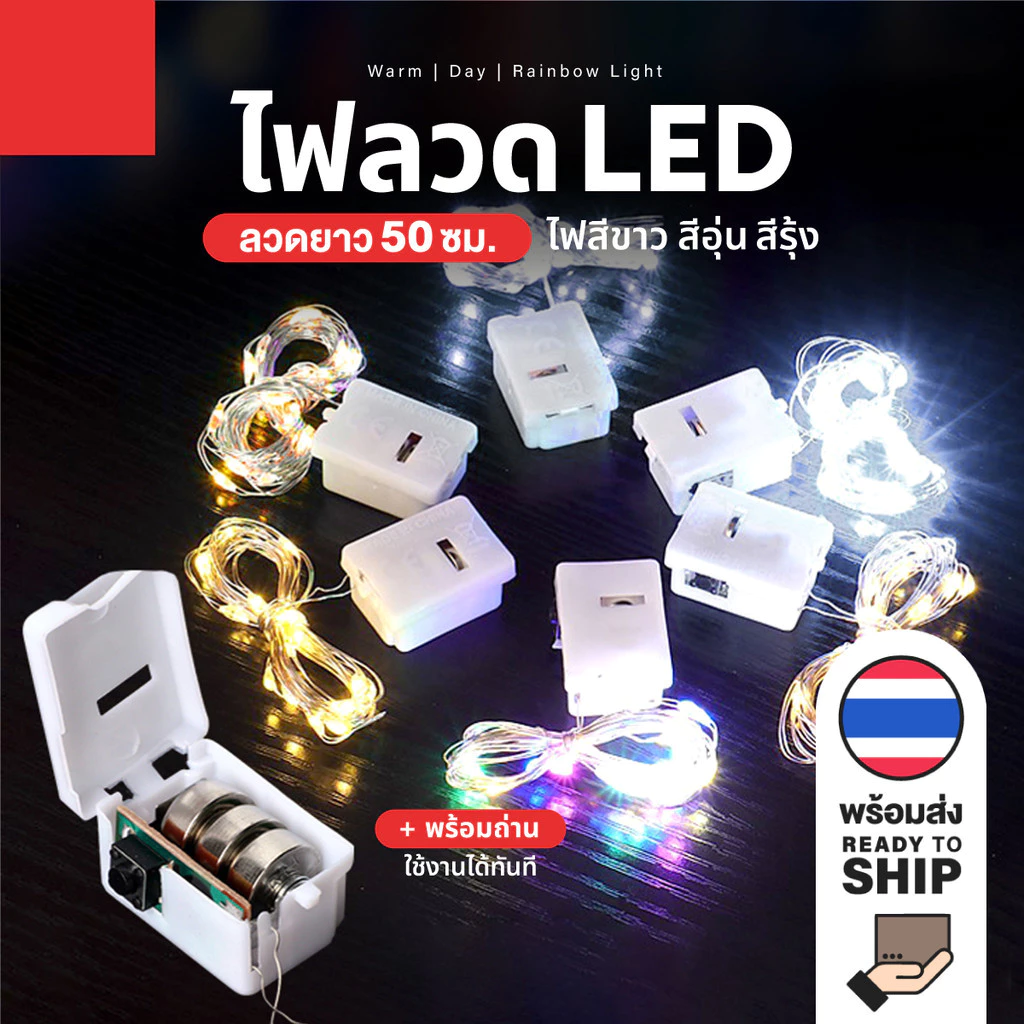 ส่งจากไทย 2M ไฟนางฟ้า LED มี 3 สีให้เลือก สายไฟ ลวดโคมไฟลวดทองแดงกันน้ำ ไฟติดผนังแบบมี งานเลี้ยงวันเกิดของตกแต่งวันคริสต