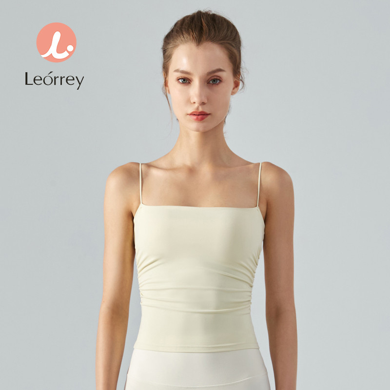 Leorrey-มีแผ่นรองหน้าอกเสื้อกั๊กโยคะกันกระแทกวิ่งชุดชั้นในกีฬาฟิตเนสเสื้อสายเดี่ยวใส่ด้านนอก