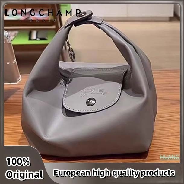 LONGCHAMP สต็อกเดิม ลองแชมป์ กระเป๋าถือผู้หญิงใหม่กระเป๋ามือ กระเป๋ามือเกี๊ยวหนังวัว/หนังแกะกล่องอาหารกลางวันถุงเต้าหู้กระเป๋าจัดเลี้ยง