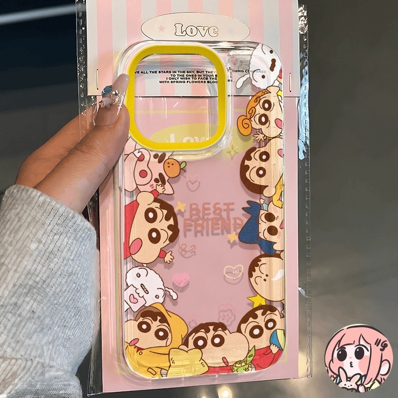 เคสการ์ตูนชินจังสุดฮา เข้ากันได้สำหรับเคสไอโฟน XR 13 15 11 14 12 Pro Max X XS Max 6 6s 7 8 Plus SE 2020 ปกอ่อนใส