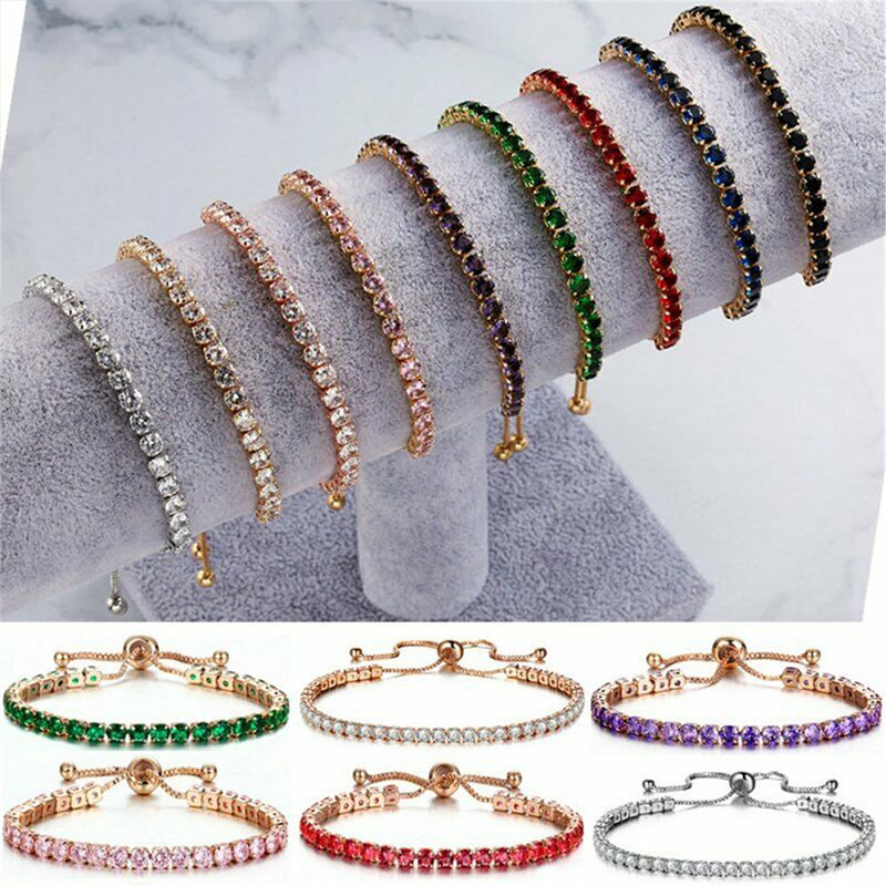 ร้านค้าไทย🔥สร้อยข้อมือ จี้คริสตัลเพทาย สีทอง สีเงิน สามารถปรับได้ เหมาะกับของขวัญ สําหรับผู้หญิง.COD