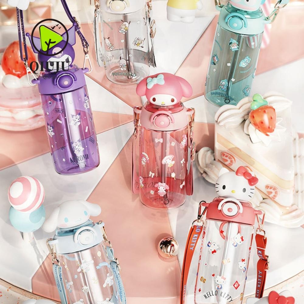 SANRIO ถ้วยน้ํา ชิวจู ถ้วยโรงเรียนป้องกันการล่มสลาย ซานริโอ ความจุขนาดใหญ่แบบพกพา 650มล ถ้วยฟางทนความร้อนกีฬากลางแจ้งฟิตเนส