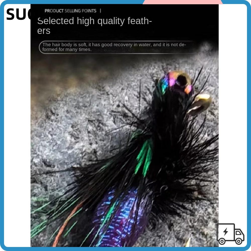 Suqi 2 ชิ้น Bionic Fly เหยื่อตกปลา, แมลงวัน Fly Fishing Lures ชุดปลาเทราท์ Jigs, Fly Fishing Hook Sp