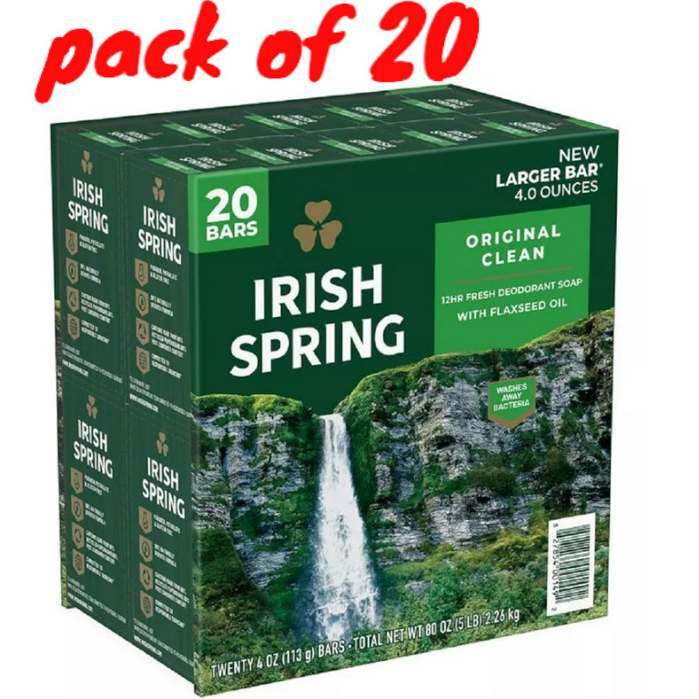 Irish Spring Original Clean Bar Soap Pack of 20.