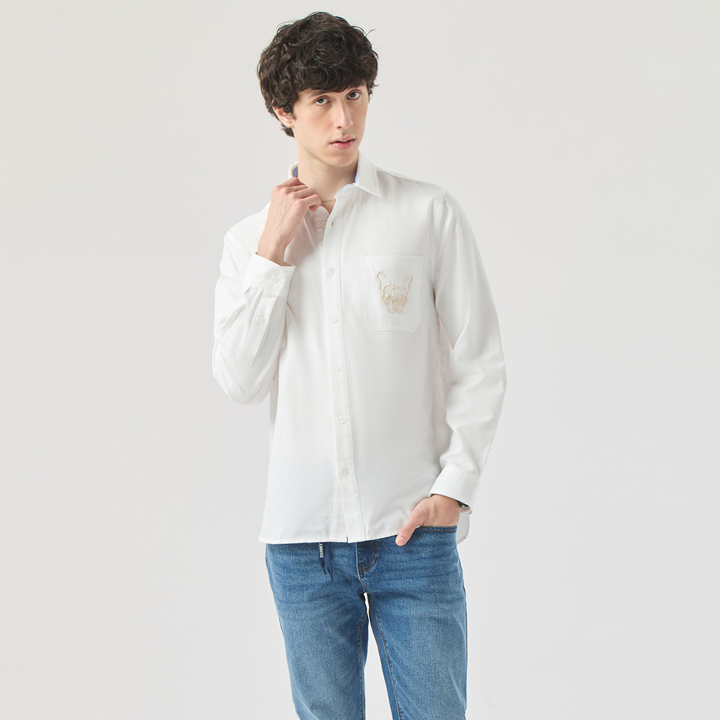 ESP เสื้อเชิ้ตโอเวอร์ไซซ์ เฟรนช์ชี่ ผู้ชาย สีขาว | Frenchie Oversized shirt | 03988