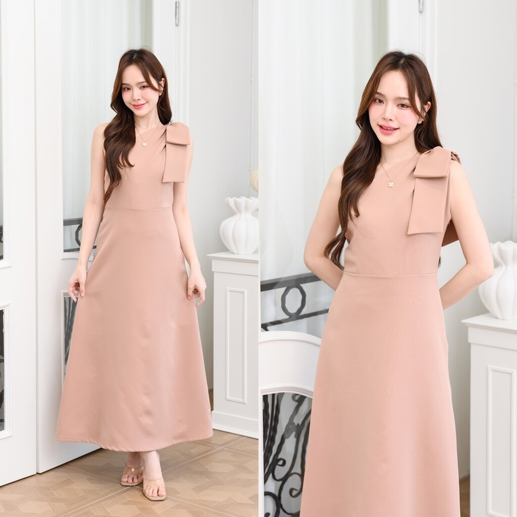 Julia one shoulder maxi dress: สีโอวัลติน