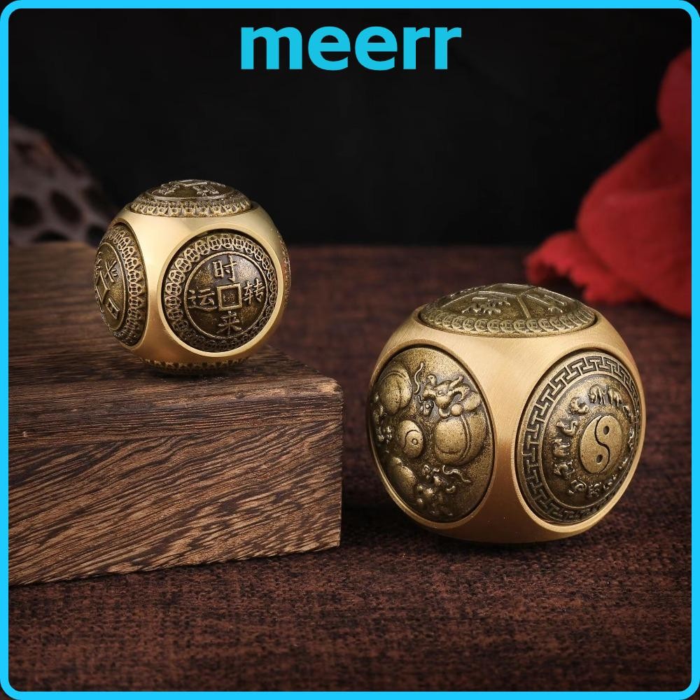 Meerr ทองเหลืองฟิตเนส Ball, Bagua บรรเทาความวิตกกังวล Fidget ของเล่น,แบบพกพาสไตล์จีน Cube หกด้านหมุนทรงกลมความเครียดบรรเทาของเล่นเด็กผู้ใหญ่ของขวัญ
